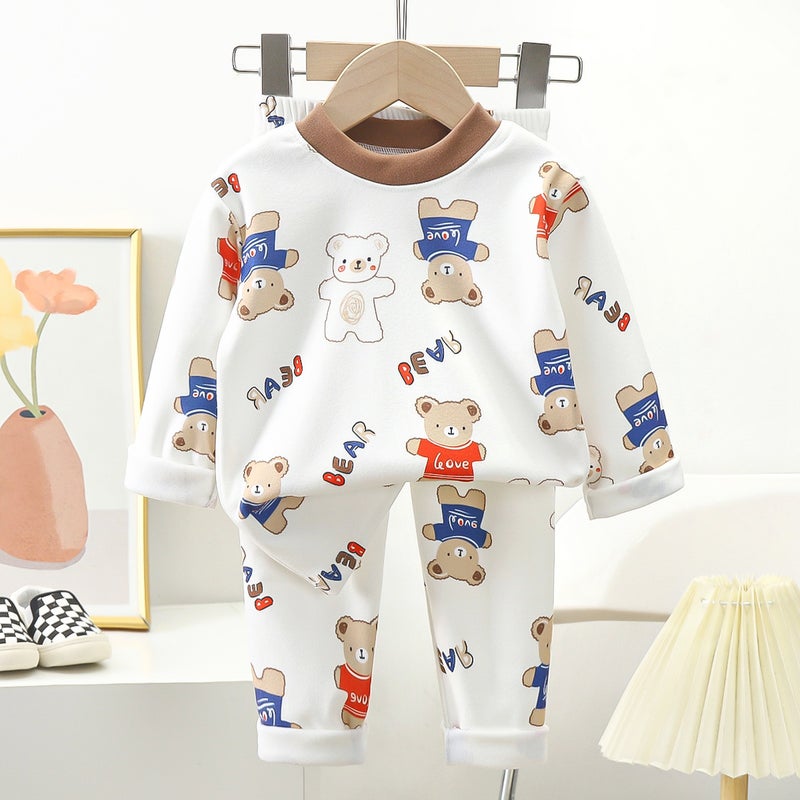 New Children'S Thermal Underwear Suit Thick Fleece Autumn Clothes And Pants For Men And Women Base Home Clothes - Image 1